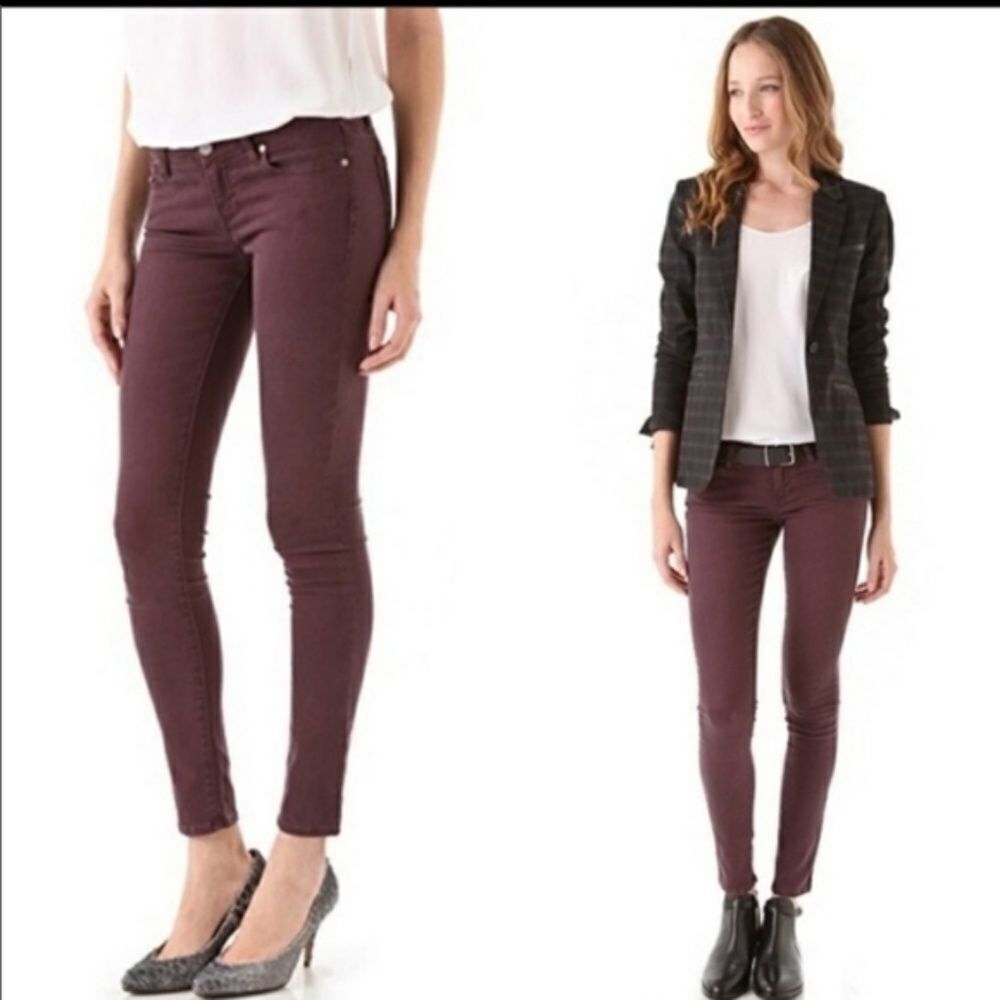 Paige Fig Burgundy‎ Verdugo Ankle Skinny Jean Sz 26